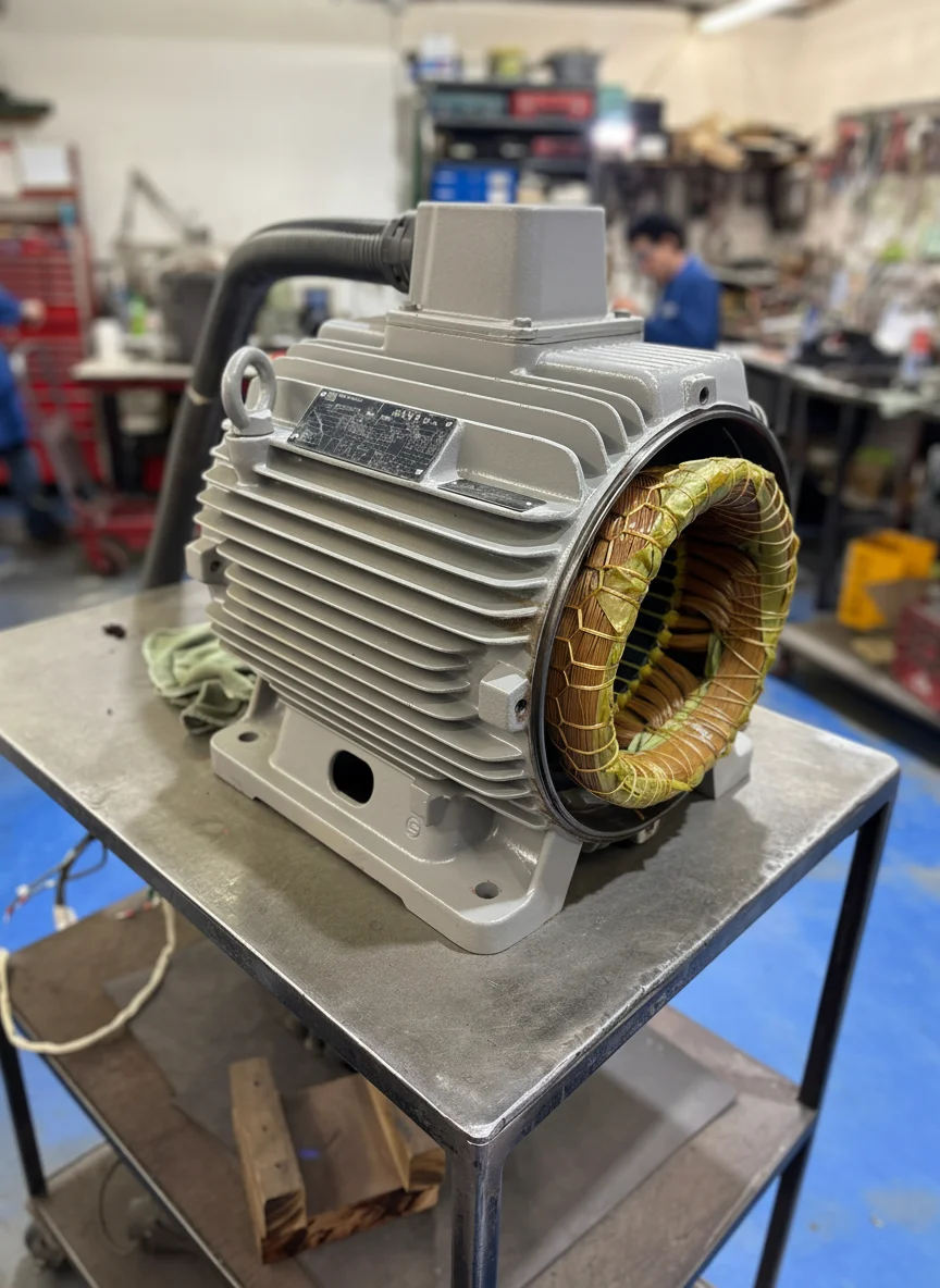 Motor stator with copper windings of precision copper motor windings at Complete Electric Calgary