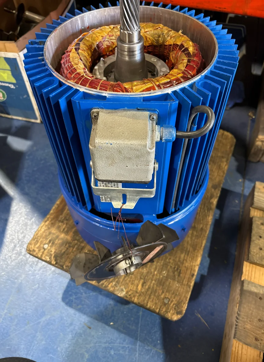 Blue motor with copper windings at Complete Electric Calgary