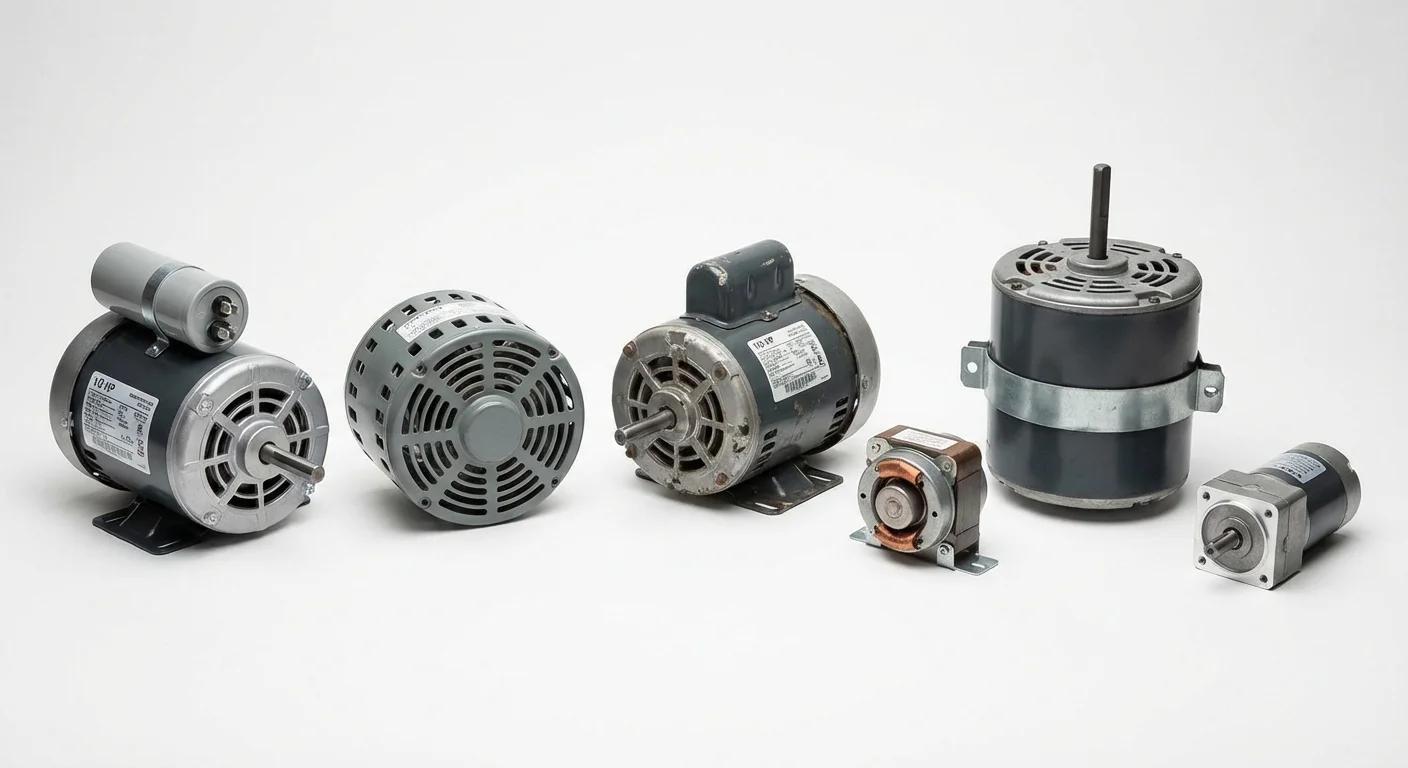 Various fractional horsepower electric motors serviced at Complete Electric Calgary -- HVAC, appliance, and industrial