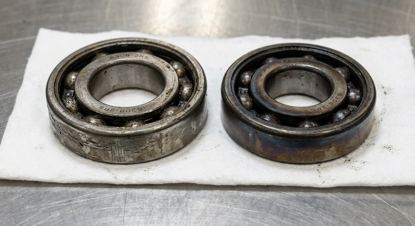 Worn damaged motor bearings removed during repair at Complete Electric Calgary