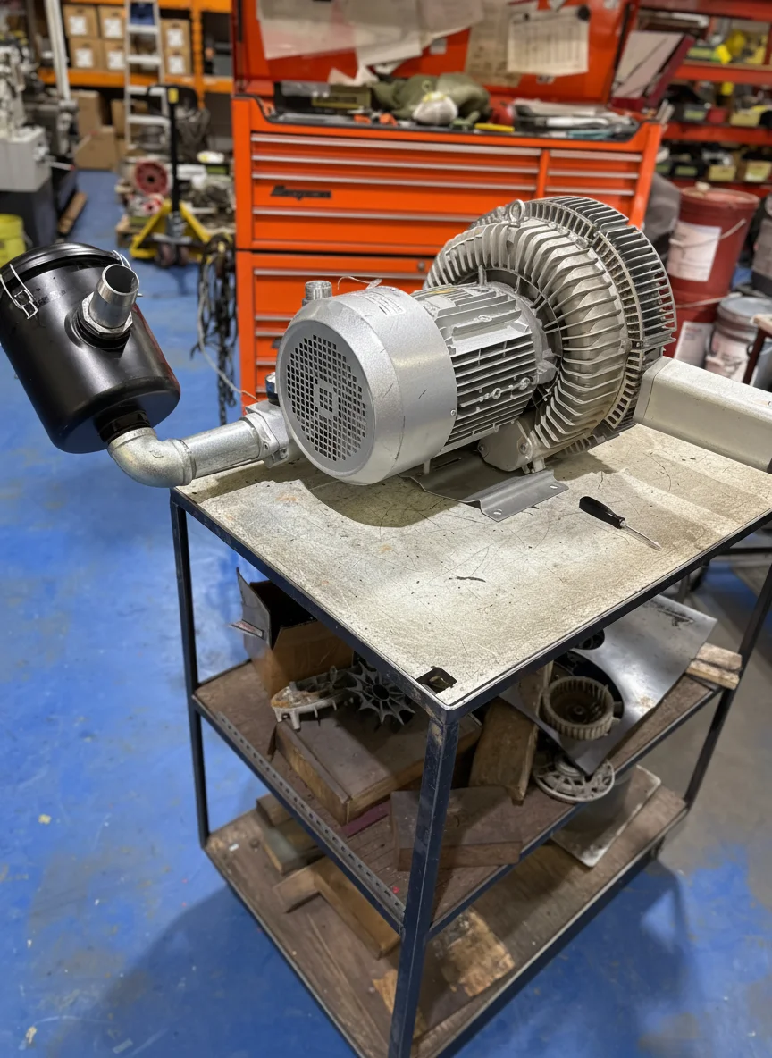 Silver regenerative blower motor at Complete Electric Calgary