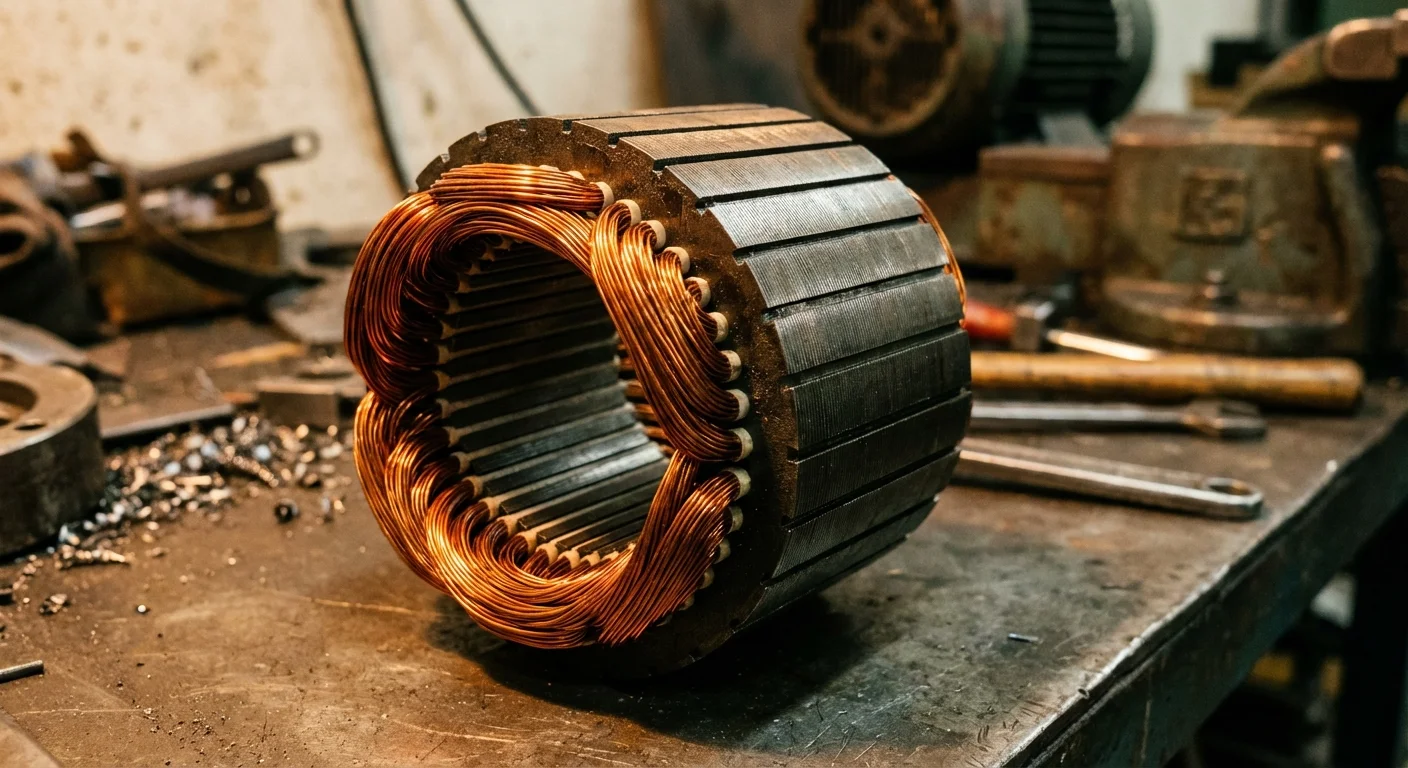 Motor internals during rewinding at Complete Electric Calgary shop